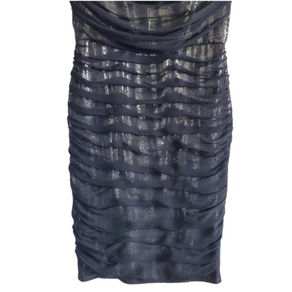 Tadashi Shoji Black Silk Sequin Sheath Dress Size 4 - Picture 4 of 11